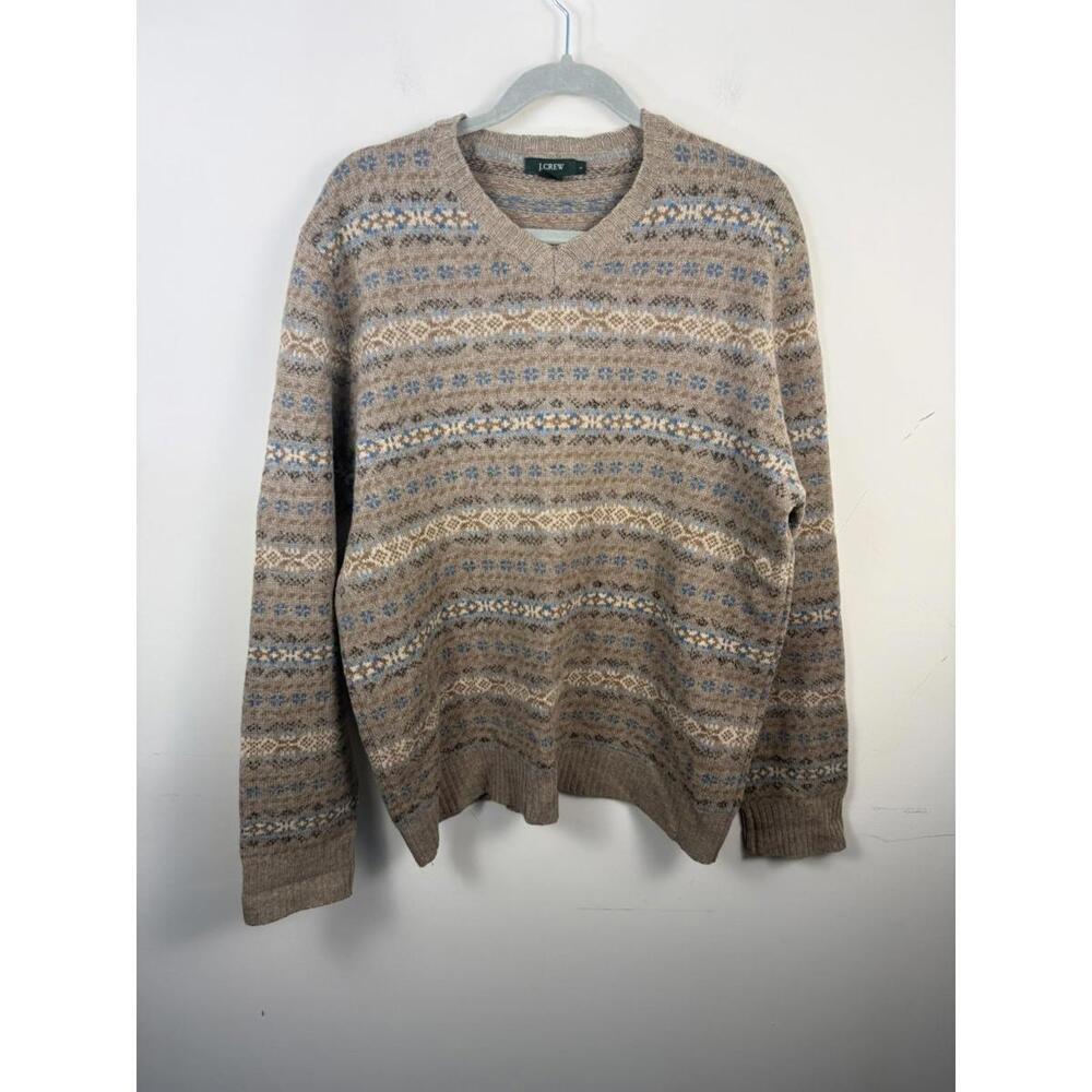 J.Crew Sweater Men's L Multicolor Fair Isle Nordic Crew Pullover